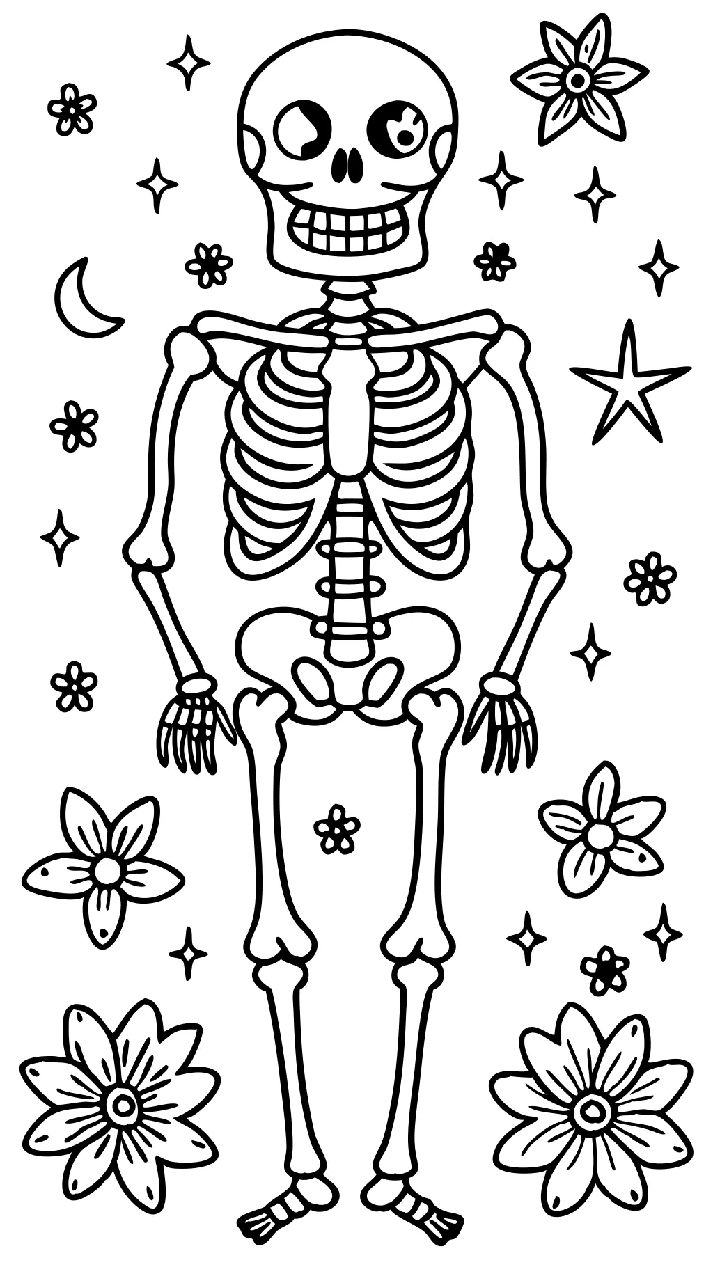 coloring page skeleton